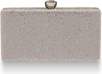 Whiting & Davis Olivia Crystal Top Minaudiere in Metallic Silver at Nordstrom