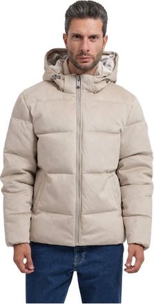 Guess Giacca Imbottita Effetto Scamosciato - - Jackets - Uomo - Beige - M