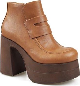 Candie's Alesia Platform Bootie in Tan Faux Leather at Nordstrom, Size 11
