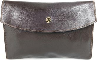 Herm&egrave;s Brown Leather Clutch Bag (Pre-Owned)