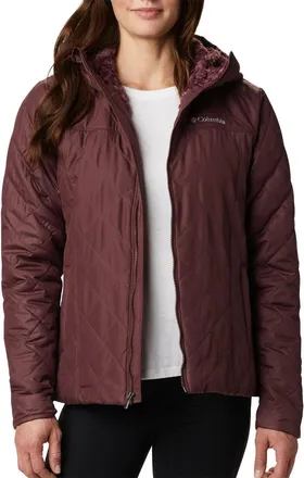 Columbia Copper Crest Quilted Jacket Womens Maroon Full Zip Hooded JZZ572