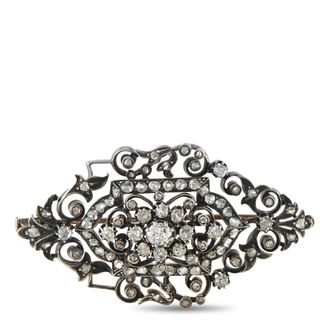 Luxury Bazaar 14K White Gold and Silver 1.0ct Diamond Victorian Brooch MF05-082425
