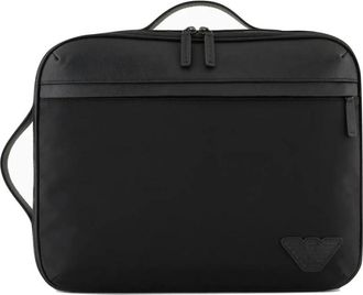 Armani Aktetas Rugzak met Leren Inzetstukken - unisex - Rugzakken - Zwart - ONE Size - Leer - Tassen