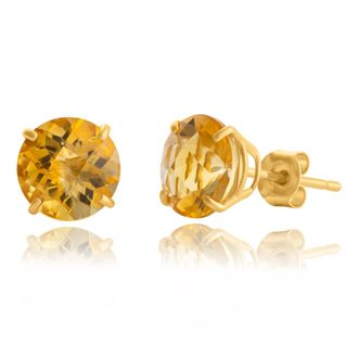 MAX + STONE 10k Yellow or White Gold 8mm Round Cut Gemstone Birthstone Stud Earrings