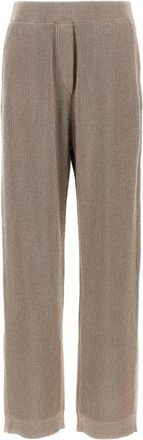 Brunello Cucinelli Vanis&eacute; Gebreide Broek - Dames - Wijde Broeken - Beige - XS - Katoen - Broeken