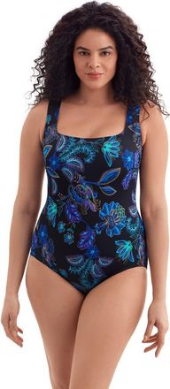 Longitude Butterfly Back Long Torso One-Piece Swimsuit in Majorelle Garden at Nordstrom, Size 14