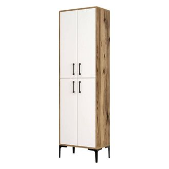 Dmora Aparador Alphard, Buf&eacute; De Sal&oacute;n, Aparador De Sal&oacute;n, Despensa De Cocina, 60x35h200 Cm, Nogal Y Blanco, Con Embalaje Reforzado - Dmora