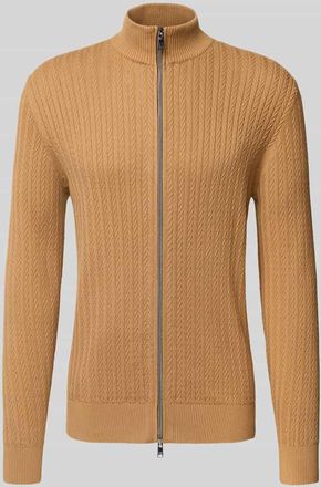 Christian Berg Strickjacke mit Reißverschluss in Cognac, Größe 3XL