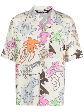 Palm Angels Camicia con stampa Palmity Allover - Toni neutri