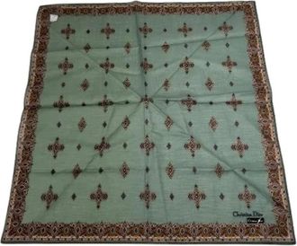 Dior Pre-owned Scarves, female, Green, Size: ONE SIZE Pre-owned Cotton Scarf