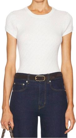 Enza Costa Cashmere Cotton Pointelle Cap Sleeve Crewneck Top In White