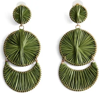Mango Long Drop Earrings in Pastel Green at Nordstrom