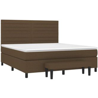 vidaXL Cama Box Spring Con Colch&oacute;n Tela Marr&oacute;n Oscuro 180x200 Cm Vidaxl