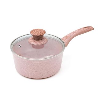 Bisetti Casserole &oslash; 18 cm Stonerose with lid handle design natural rose wood