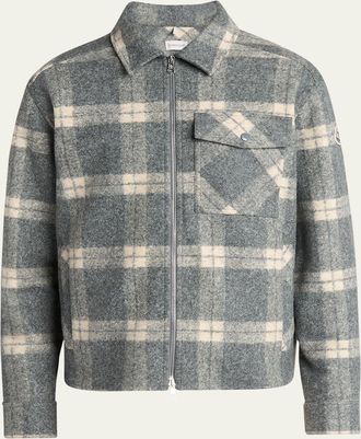 Moncler Mens Tartan Full-Zip Shirt Jacket