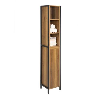 SoBuy Sobuy - Mueble Columna De Ba&ntilde;o Armario Estrecho Para Ba&ntilde;o Con 3 Compartimientos Y 1 Puerta 30 X 28 X 168 Cm Bzr62-pf Es
