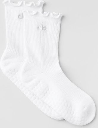 Alo | Lettuce Edge Grip Socks in White, Size: Medium/Large