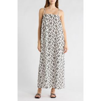 Topshop Floral Embroidered Swing Sundress in White Multi at Nordstrom Rack, Size Large