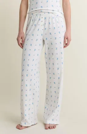 Etam Katell Pointelle Cotton Pajama Pants in Ecru at Nordstrom, Size X-Large