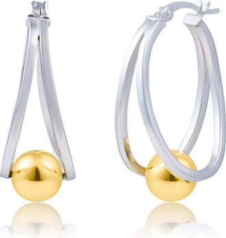 MAX + STONE 925 Sterling Silver or Gold Plated Double Hoop Earrings