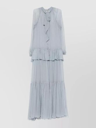 Chlo&eacute; silk long-sleeve pussy-bow maxi dress