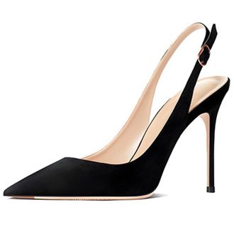 Generic Womens Patent Leather Slingback Stiletto Heels Pointed Toe Adjustable Buckle Strap High Heel Dress Shoes Classic Elegant Pumps for Formal Dinner & Wed