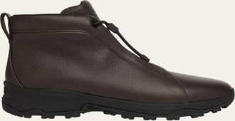 Ermenegildo Zegna Mens Triple Stitch Vetta Grained Leather Sneaker Boots