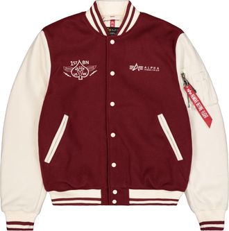 Alpha Industries Bomberjacke ALPHA INDUSTRIES Varsity Air Force Jacket, Herren, Gr. XXL, rot (burgundy), Obermaterial: 100% Polyester, Jacken Bomberjacke