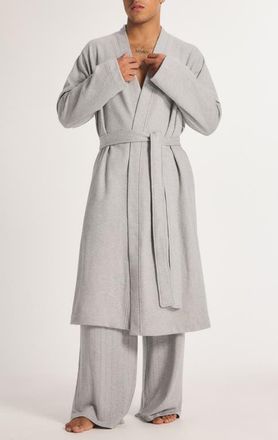 Savage x Fenty Fleece Midlength Robe in Platinum Grey at Nordstrom, Size Xx-Large