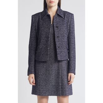 BOSS Jaxson Tweed Jacket in Insignia Blue Tweed at Nordstrom Rack, Size 16