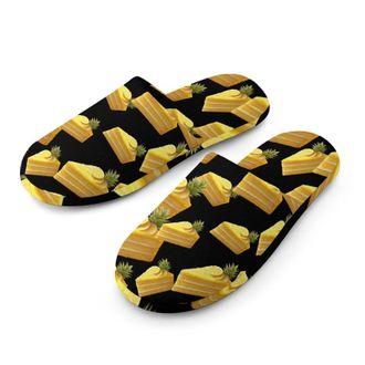 Generic Yellow Pineapple Cake Mens Cozy Memory Foam Slippers Warm Cotton House Shoes Comfy Slipper for Indoor Outdoor
