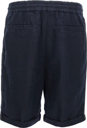 Brunello Cucinelli Mens Blue Linen Bermuda Shorts
