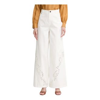 Twinset Wide Leg Jeans - Dames - Broeken - Wit - Maat: W25 Katoen