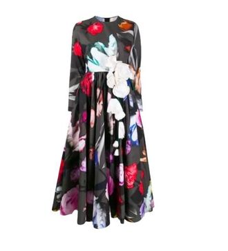 Prada Floral Embellished Midi Dress with Floral Applique Size XS