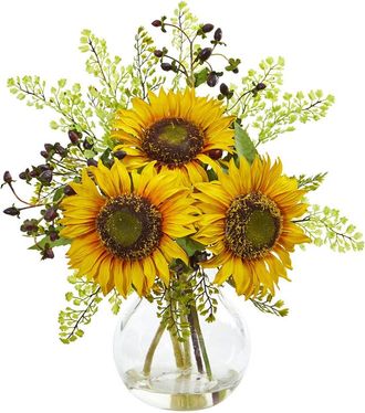 Nearly Natural Sunflower Artificial Arrangement In Vase