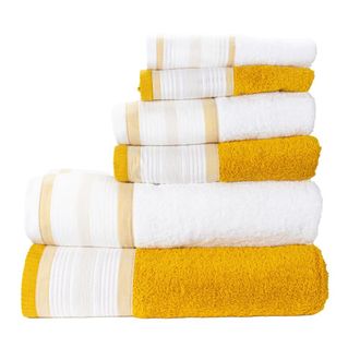 Casa da Laura Juego de toallas de 6 piezas Mostaza 500 gr./m2