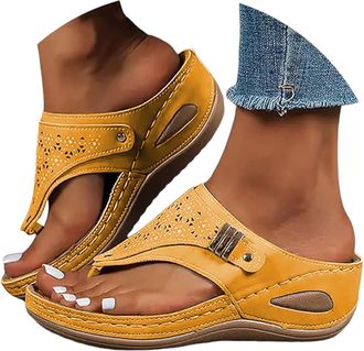 Generic Wedge Flip Flops Women UK Orthopedic Flip Flops Wedge Sandals for Women Wide Fit Summer Slides Beach Shoes Toe Post Slippers Lightweight Orthopedic Sa