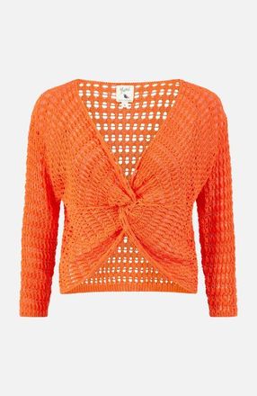 Yumi Crochet Cotton Twisted Bolero Cardigan in Orange at Nordstrom, Size Medium