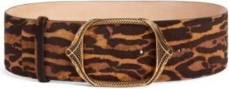 Roberto Cavalli Jaguar Print Calf Hair Belt, Size 80