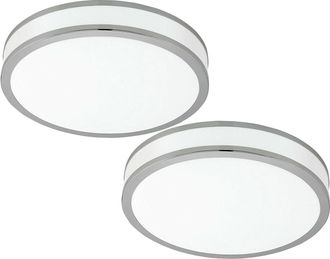 Loops 2 PACK Wall Flush Ceiling Light Colour White Shade White Chrome Plastic LED 24W