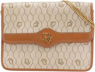 Dior Pre-owned Shoulder Bags, female, Brown, Size: ONE SIZE Pre-owned Vintage Canvas Shoulder Bag