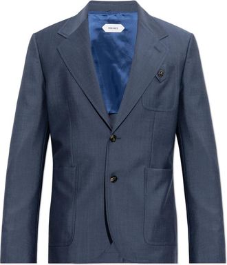 Versace Wolblazer met enkele split - Heren - Blazers - Blauw - 2XL - Wol - Jassen
