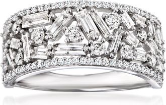 Ross-Simons Round and Baguette Diamond Ring in 14kt White Gold
