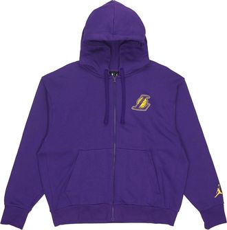 Nike Mens Jordan NBA Los Angeles Lakers Long Sleeves Hooded Zipper Cardigan Fleece Jacket Purple DB1880-504