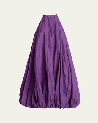 Alaia Halter Crinkle Balloon Mini Dress
