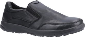 Hush Puppies Mens Aaron Slip On Shoe - Black Leather - Size UK 12