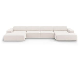 MICADONI Sof&aacute; panor&aacute;mico 6 plazas de tela beige claro