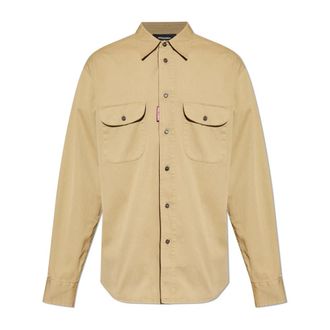 Dsquared2 Casual Shirts, male, Beige, Size: 3XL Shirt with logo
