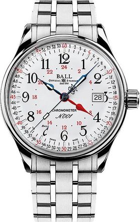 Ball Trainmaster GMT Automatic Chronometer White Dial Watch NM3888D-S5CJ-WH