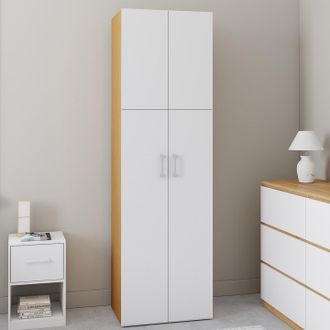 IDMarket Juliana Blanco Y Madera Armario 2 Puertas 50 Cm Armario Con Estante